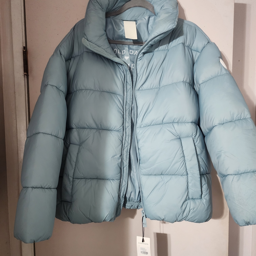 Chic Light Blue Puffer Jacket